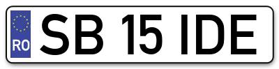Placuta inmatriculare numar auto  SB-15-IDE, SB 15 IDE, SB15IDE