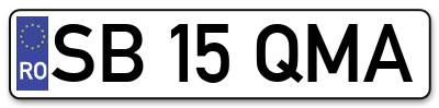 Placuta inmatriculare numar auto  SB-15-QMA, SB 15 QMA, SB15QMA