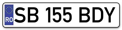 Placuta inmatriculare numar auto  SB-155-BDY, SB 155 BDY, SB155BDY