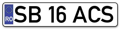 Placuta inmatriculare numar auto  SB-16-ACS, SB 16 ACS, SB16ACS