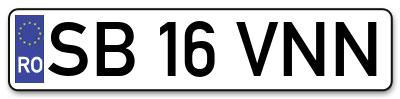 Placuta inmatriculare numar auto  SB-16-VNN, SB 16 VNN, SB16VNN