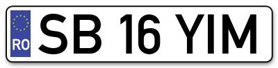 Placuta inmatriculare numar auto  SB-16-YIM, SB 16 YIM, SB16YIM