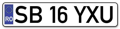 Placuta inmatriculare numar auto  SB-16-YXU, SB 16 YXU, SB16YXU