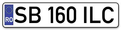Placuta inmatriculare numar auto  SB-160-ILC, SB 160 ILC, SB160ILC
