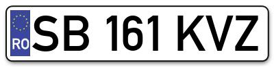 Placuta inmatriculare numar auto  SB-161-KVZ, SB 161 KVZ, SB161KVZ