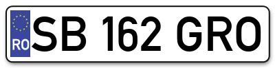 Placuta inmatriculare numar auto  SB-162-GRO, SB 162 GRO, SB162GRO