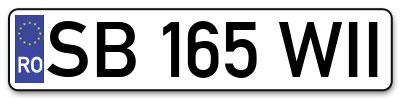 Placuta inmatriculare numar auto  SB-165-WII, SB 165 WII, SB165WII