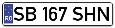 Placuta inmatriculare numar auto  SB-167-SHN, SB 167 SHN, SB167SHN