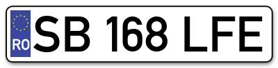 Placuta inmatriculare numar auto  SB-168-LFE, SB 168 LFE, SB168LFE