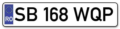 Placuta inmatriculare numar auto  SB-168-WQP, SB 168 WQP, SB168WQP