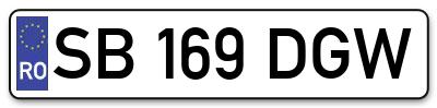 Placuta inmatriculare numar auto  SB-169-DGW, SB 169 DGW, SB169DGW