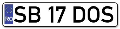 Placuta inmatriculare numar auto  SB-17-DOS, SB 17 DOS, SB17DOS