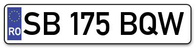 Placuta inmatriculare numar auto  SB-175-BQW, SB 175 BQW, SB175BQW