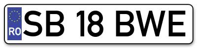 Placuta inmatriculare numar auto  SB-18-BWE, SB 18 BWE, SB18BWE