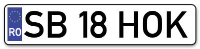 Placuta inmatriculare numar auto  SB-18-HOK, SB 18 HOK, SB18HOK