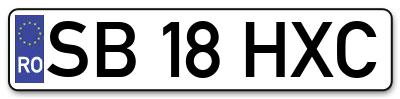 Placuta inmatriculare numar auto  SB-18-HXC, SB 18 HXC, SB18HXC