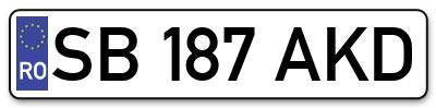 Placuta inmatriculare numar auto  SB-187-AKD, SB 187 AKD, SB187AKD