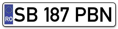 Placuta inmatriculare numar auto  SB-187-PBN, SB 187 PBN, SB187PBN