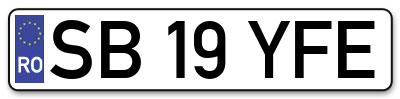 Placuta inmatriculare numar auto  SB-19-YFE, SB 19 YFE, SB19YFE