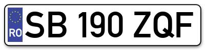 Placuta inmatriculare numar auto  SB-190-ZQF, SB 190 ZQF, SB190ZQF