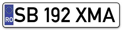 Placuta inmatriculare numar auto  SB-192-XMA, SB 192 XMA, SB192XMA