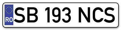 Placuta inmatriculare numar auto  SB-193-NCS, SB 193 NCS, SB193NCS