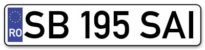 Placuta inmatriculare numar auto  SB-195-SAI, SB 195 SAI, SB195SAI