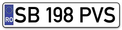 Placuta inmatriculare numar auto  SB-198-PVS, SB 198 PVS, SB198PVS