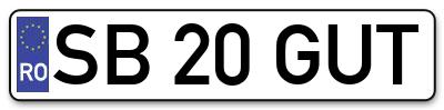 Placuta inmatriculare numar auto  SB-20-GUT, SB 20 GUT, SB20GUT