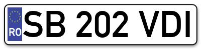 Placuta inmatriculare numar auto  SB-202-VDI, SB 202 VDI, SB202VDI