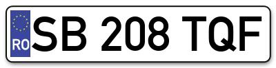 Placuta inmatriculare numar auto  SB-208-TQF, SB 208 TQF, SB208TQF
