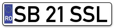 Placuta inmatriculare numar auto  SB-21-SSL, SB 21 SSL, SB21SSL