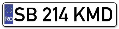 Placuta inmatriculare numar auto  SB-214-KMD, SB 214 KMD, SB214KMD