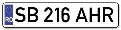 Placuta inmatriculare numar auto  SB-216-AHR, SB 216 AHR, SB216AHR
