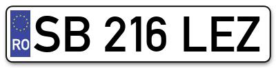 Placuta inmatriculare numar auto  SB-216-LEZ, SB 216 LEZ, SB216LEZ