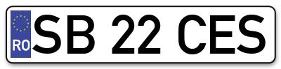 Placuta inmatriculare numar auto  SB-22-CES, SB 22 CES, SB22CES