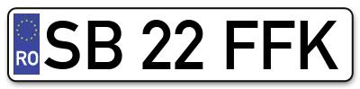 Placuta inmatriculare numar auto  SB-22-FFK, SB 22 FFK, SB22FFK
