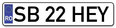 Placuta inmatriculare numar auto  SB-22-HEY, SB 22 HEY, SB22HEY