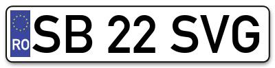 Placuta inmatriculare numar auto  SB-22-SVG, SB 22 SVG, SB22SVG