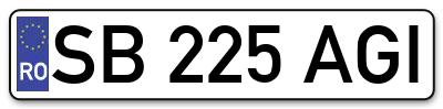 Placuta inmatriculare numar auto  SB-225-AGI, SB 225 AGI, SB225AGI