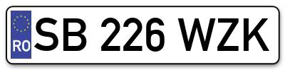 Placuta inmatriculare numar auto  SB-226-WZK, SB 226 WZK, SB226WZK