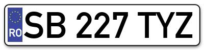 Placuta inmatriculare numar auto  SB-227-TYZ, SB 227 TYZ, SB227TYZ