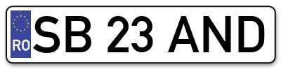 Placuta inmatriculare numar auto  SB-23-AND, SB 23 AND, SB23AND