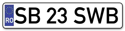 Placuta inmatriculare numar auto  SB-23-SWB, SB 23 SWB, SB23SWB