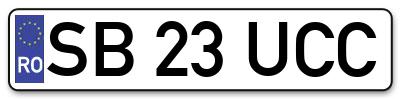 Placuta inmatriculare numar auto  SB-23-UCC, SB 23 UCC, SB23UCC