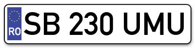Placuta inmatriculare numar auto  SB-230-UMU, SB 230 UMU, SB230UMU