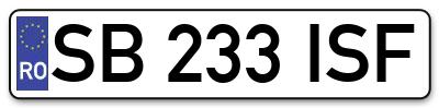 Placuta inmatriculare numar auto  SB-233-ISF, SB 233 ISF, SB233ISF