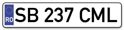 Placuta inmatriculare numar auto  SB-237-CML, SB 237 CML, SB237CML