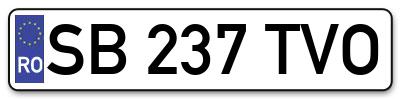 Placuta inmatriculare numar auto  SB-237-TVO, SB 237 TVO, SB237TVO