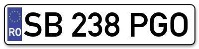 Placuta inmatriculare numar auto  SB-238-PGO, SB 238 PGO, SB238PGO